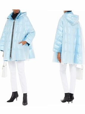 IENKI IENKI Blue Puffer Coat Hooded Down Small Winter Fall Clear Dunia NWT 🟡